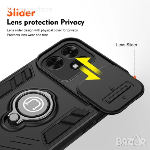 Калъф за Honor X6d 5G с Капаче за Камера и Стойка - PC+TPU, 3 цвята, снимка 5 - Калъфи, кейсове - 54518773