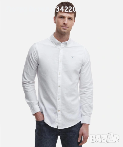 риза Barbour Oxford Tailored Shirt White, снимка 5 - Ризи - 55224193