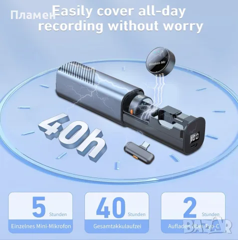 Безжичен микрофон S53 Wireless Lavalier безжичен реверен (лавалиерен) микрофон , снимка 6 - Микрофони - 55669938