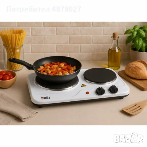 Двоен котлон Voltz OV51445ND, 2500W, Чугунени плочи Ø155мм. и 185мм., снимка 2 - Котлони - 55698157