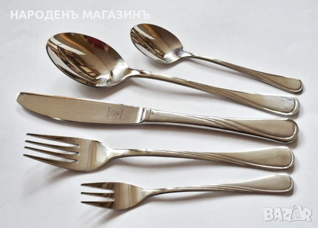 JUSTINUS - SOLINGEN - GERMANY - Прибори за хранене сервиз за 12 човека + комплект за сервиране нож , снимка 5 - Други ценни предмети - 53964849