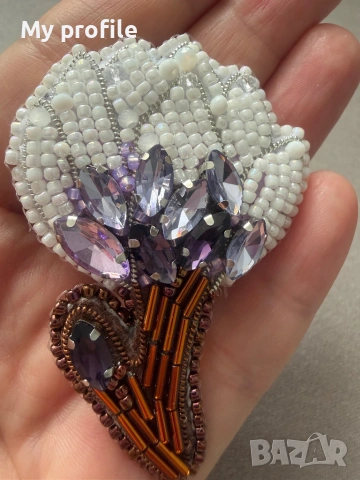 Царствена уникална Handmade брошка - Магнолия , снимка 4 - Колиета, медальони, синджири - 54223331