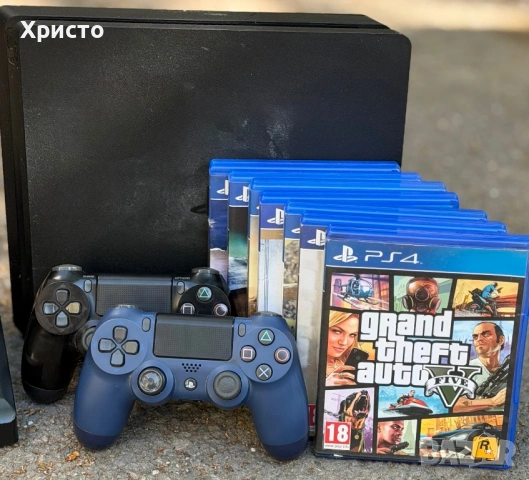 Конзола Sony PlayStation 4 Slim 500GB + Волан с педали Hori Racing Wheel Apex + Игри + 2 Джойстика , снимка 2 - PlayStation конзоли - 54564111