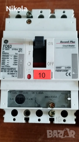 Автоматични Трифазни прекъсвачи GE Record Plus FD63 - 63A (General Electric), снимка 10 - Строителни материали - 55004985