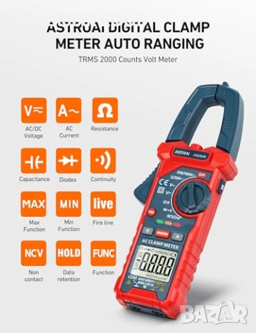 AstroAI клещи мултицет Auto Range NCV 2000 counts, снимка 2 - Клещи - 54440118