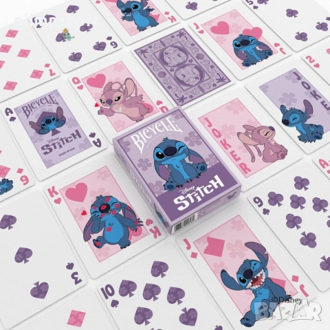 Карти за игра Bicycle Disney Stitch Purple, снимка 3 - Карти за игра - 54997291