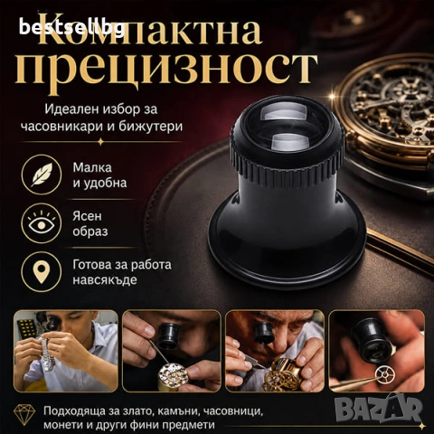 Часовникарска увеличителна лупа за око 5X увеличение златарска работа, снимка 2 - Други инструменти - 35890584