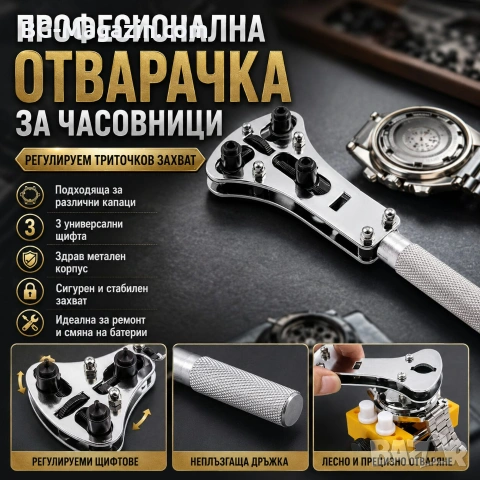 Професионален часовникарски инструмент за отваряне на часовници за смяна на батерия ремонт нов модел