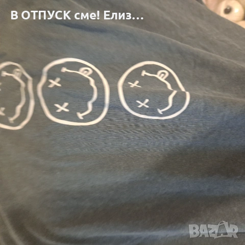 Тениска Nirvana smiley усмивка кристалчета, лицензна ..винтидж сиво acid wash, снимка 4 - Тениски - 54787658