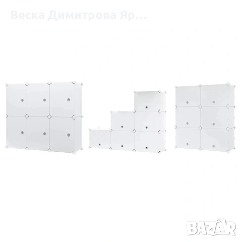 Детски модулен гардероб 12 модула със сладки животни – Голям шкаф за дрехи, обувки и играчки, снимка 9 - Гардероби - 54643386