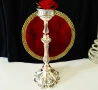 Посребрен свещник,рози,орнаменти,36 см.,1 кг. , снимка 1