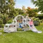Детски център за игра 6 в 1 с пързалка, люлка, баскетболен кош и тунел, 205 см – за градина и детска, снимка 4
