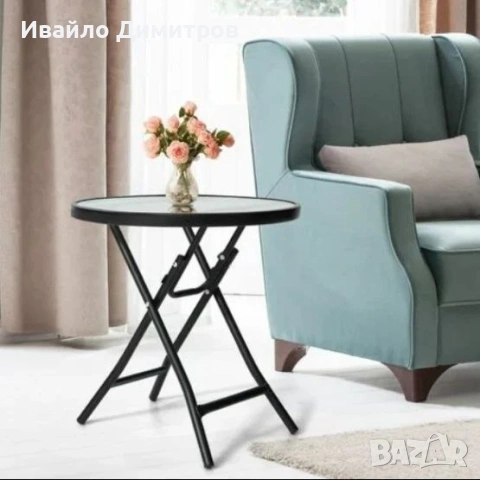 Сгъваема кръгла градинска маса, снимка 4 - Маси - 54424776