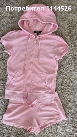 Juicy couture - розов плюшен сет XS/S, снимка 5 - Спортни екипи - 55054572
