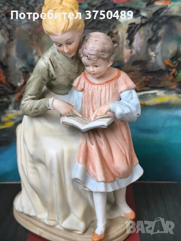 Фигурка на майка четяща книга на малко момиченце , снимка 7 - Антикварни и старинни предмети - 55244227