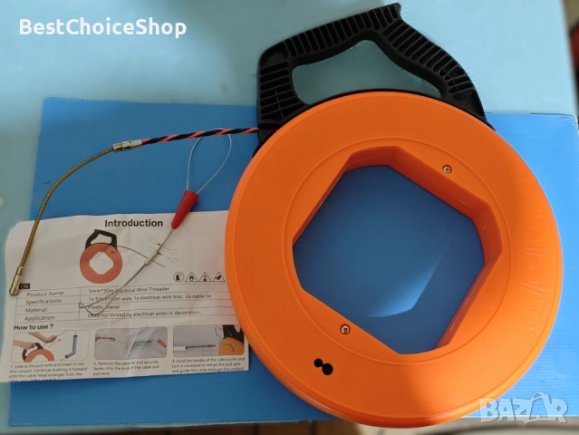 Помощно средство за влачене на кабели 30м спирала с пружина - 5мм PET ролка