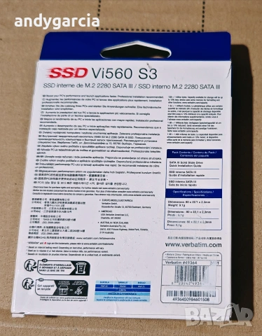 1TB Verbatim Vi560, SATA (6GB/s), размер M.2 (2280), скорост четене 520MB/s, скорост запис 480MB/s, снимка 4 - Твърди дискове - 54980266