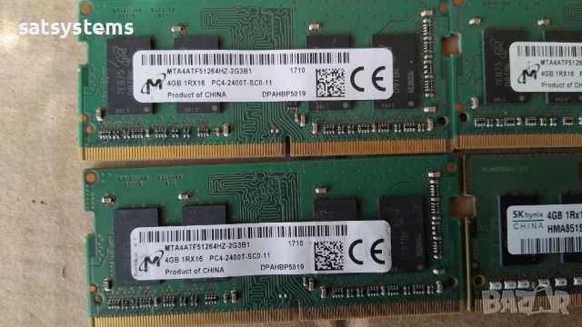 4 броя SO-DIMM Memory Module Micron+SKhynix Kit 4x4GB DDR4 2400MHz( PC4-19200 ) CL11 1.2V