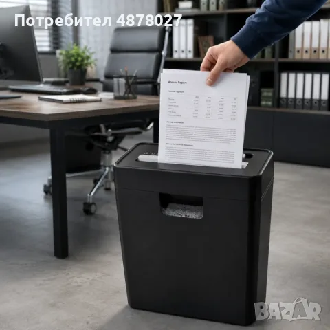 Шредер за документи 6 листа, P-2, 10L контейнер, унищожава кредитни карти, Reverse, защота от прегря, снимка 6 - Принтери, копири, скенери - 55442222