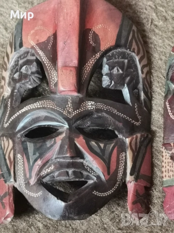 Африкански дървени маски, снимка 2 - Декорация за дома - 54149442