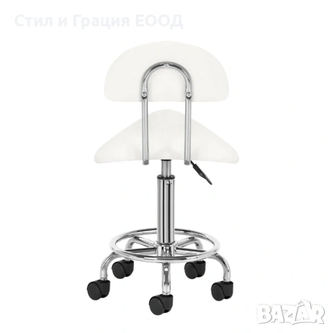 Козметичен/фризьорски стол - табуретка с облегалка AS-6001- 49/62 см - бяла/черна, снимка 6 - Друго оборудване - 33690814