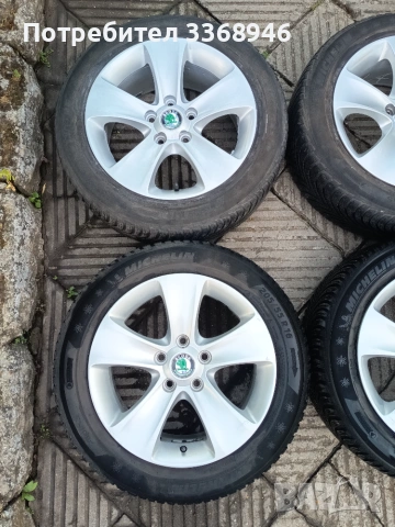 Оригинални джанти Шкода Йети Октавия 16" 5х112 с гуми Skoda YETI OCTAVIA 5x112 Michelin 205/55/16, снимка 3 - Гуми и джанти - 55285664