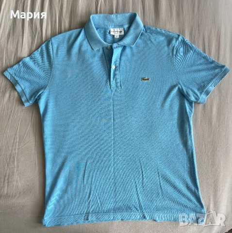 Мъжка светло синя тениска с яка Lacoste оригинална