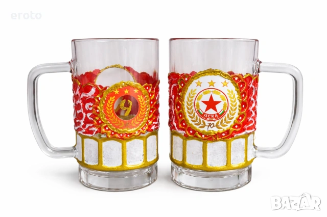 Ръчно декорирани бирени халби ЦСКА – уникален подарък