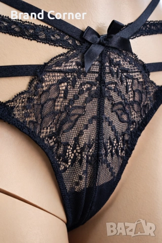 Hunkemöller черно дантелено долнище с ленти – размер M, снимка 3 - Бельо - 54516323