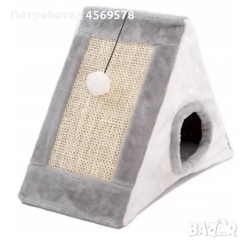 Къщичка за котки 4 в 1 - Драскалка, легло, играчка и уютно скривалище 39 x 45 x 14 cm., снимка 5 - За котки - 55318906