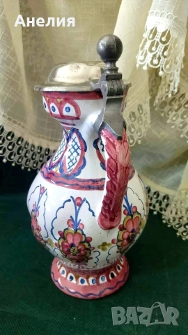 Ръчно изрисуван съд с метален капак , снимка 2 - Други - 54816713