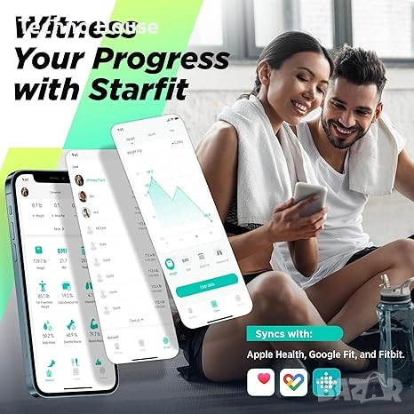 Runstar Smart Везни за телесно тегло, процент мазнини, високопрецизна дигитална везна за тяло , снимка 4 - Други - 54251030