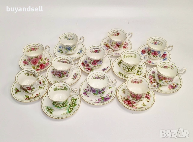 сервиз от фин порцелан Flowers of the Month Royal Albert, снимка 3 - Сервизи - 54354456