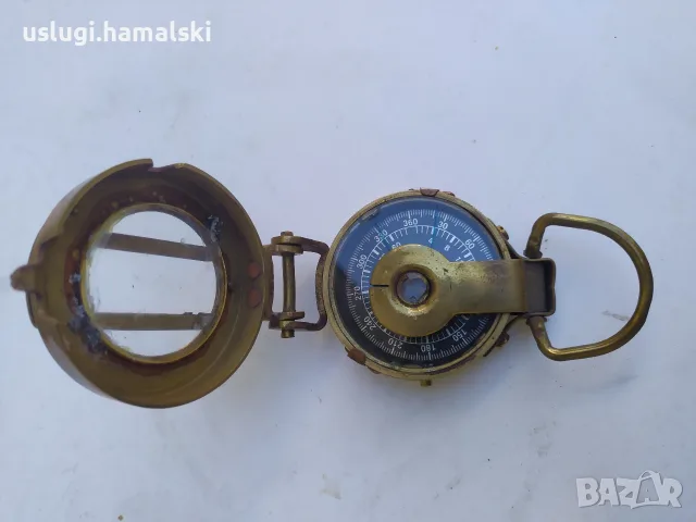 Стар месингов компас, снимка 2 - Антикварни и старинни предмети - 55693431