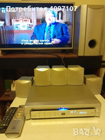 Телевизор LG 32 инча и DVD домашно кино JVC, снимка 4 - Плейъри, домашно кино, прожектори - 55212728
