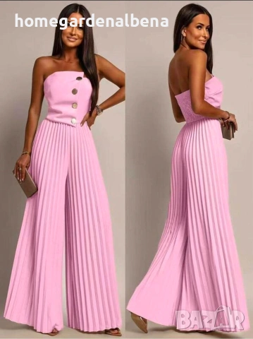 Дамски гащеризон Солей с плисиран крачол наличен в 6 цвята