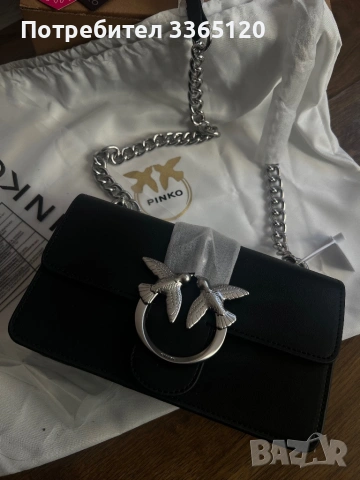 Черна чанта Pinko, снимка 2 - Чанти - 54172955