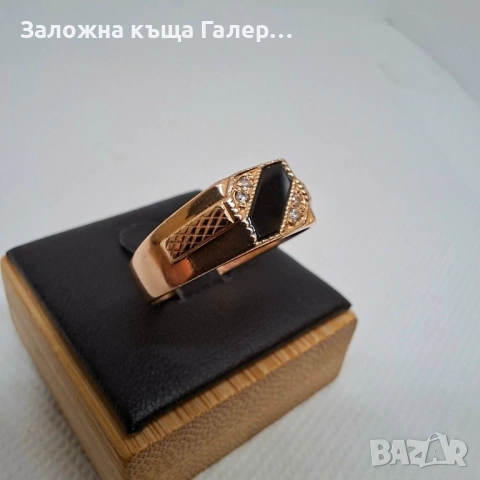 Мъжки златен пръстен с фианити, 4,20г – мощен и стилен, снимка 3 - Пръстени - 54216591