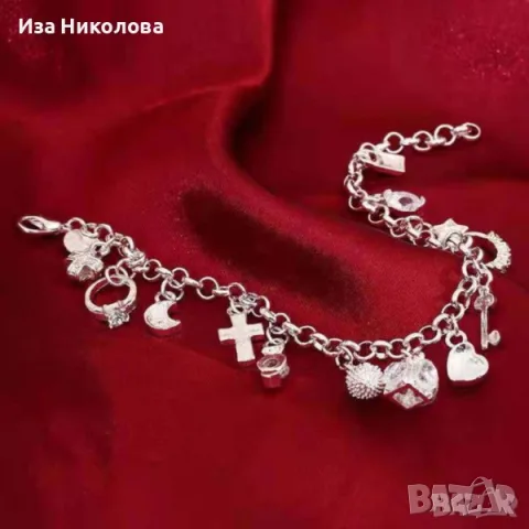 Сребърни гривни с рубини и сапфири, снимка 18 - Колиета, медальони, синджири - 40762157