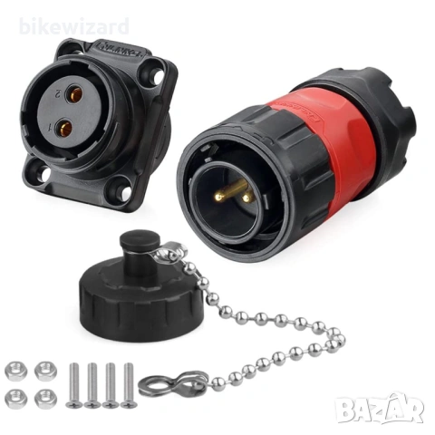 M20 IP68 кръгъл водоустойчив авиационен конектор с PBT корпус и фланец – 2-пинов НОВ