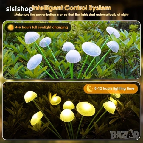 Соларни градински декорации „Медузи и Гъбки“ – Водоустойчиви, с мека жълта светлина 4984, снимка 7 - Градински мебели, декорация  - 54070370