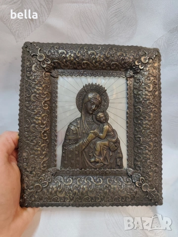 Икона на Света Богородица с Младенеца (Йерусалимски тип), снимка 5 - Антикварни и старинни предмети - 54892812