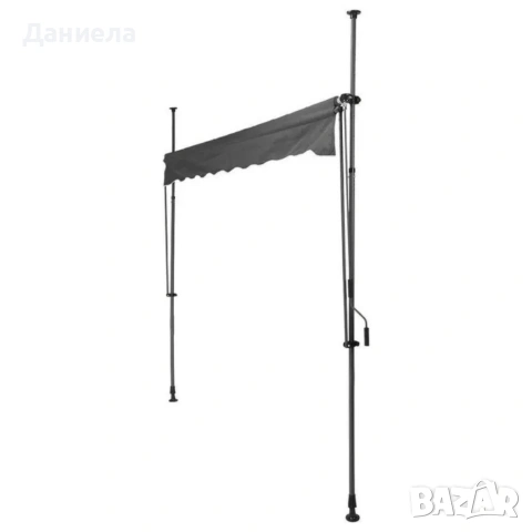Сенник за балкон и тераса 250x120 см с манивела, регулируема височина 200–300 см, UV защита, сив, снимка 10 - Декорация за дома - 54779965
