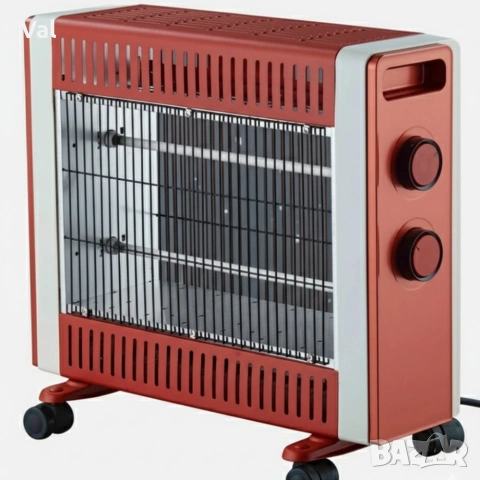 Кварцов отоплител 1500W с 2 степени и мобилни колелца – бързо и безопасно затопляне, снимка 3 - Отоплителни печки - 55005146