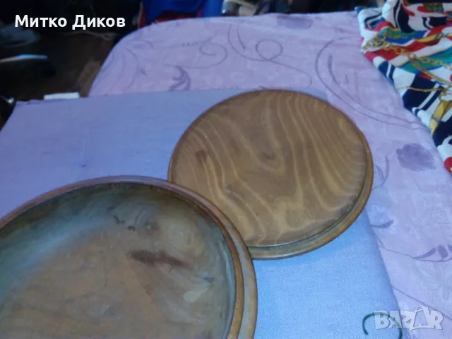 Купа от соца с капак от соца пирогрофирана Фи 202мм и Н-51мм, снимка 3 - Други ценни предмети - 55571506