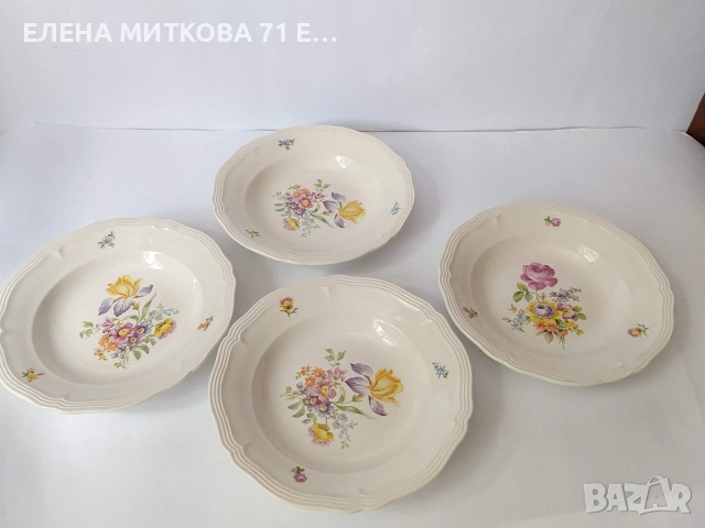 4 бр.дълбоки чинии *Steingut Colditz*Изт.Германия, снимка 4 - Чинии - 55141260