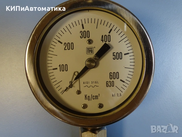 Манометър с мембранен разделител Nuova Fima AISI 316L Ф100 0-630 kg/cm2, снимка 4 - Резервни части за машини - 54525816