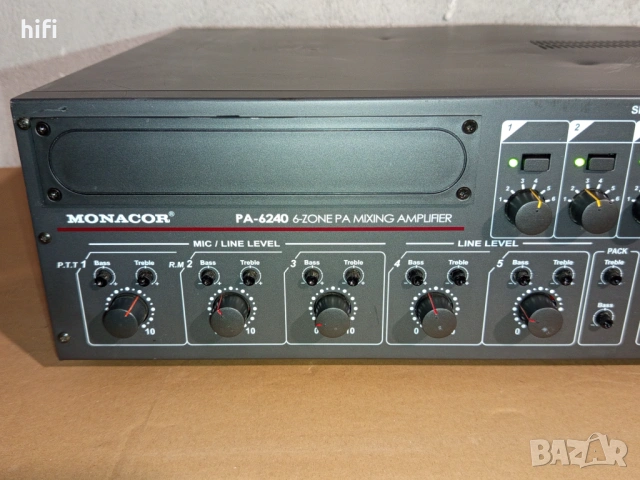 100V yсилвател Monacor PA-6240, снимка 2 - Ресийвъри, усилватели, смесителни пултове - 54683148