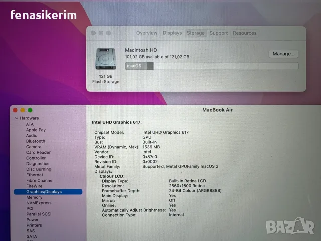 13.3' Core i5 Apple MacBook Air 2019 Space Grey - 8GB RAM/128GB SSD/Бат 8ч., снимка 8 - Лаптопи за работа - 55544008