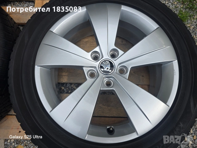 Лети джанти 17ки 5х112 Skoda + всесезонни гуми 215/55/17 Hankook, снимка 6 - Гуми и джанти - 54658173